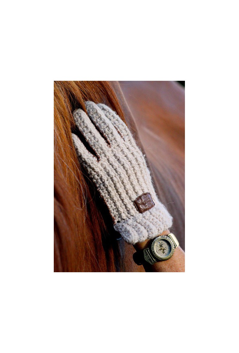 Gant femme tricoté cuir/laine - Charles de Nevel
